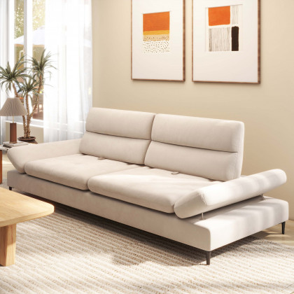 HMR - 112.2" Modern Velvet Extra Deep Seat 4 Seater Sofa with Adjustable Armrest & Backrest