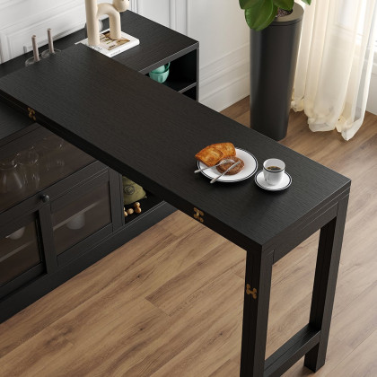 HMR Farmhouse Extendable Wood Sideboards and Cabinets with Ample Storage - Black