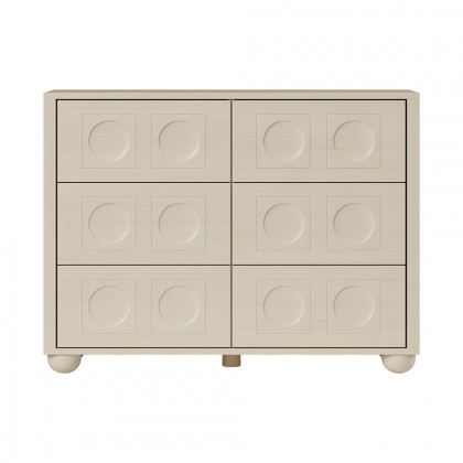 HMR - 47"W Japandi Wash White Dresser 6 Drawer Chest Cabinet with Storage