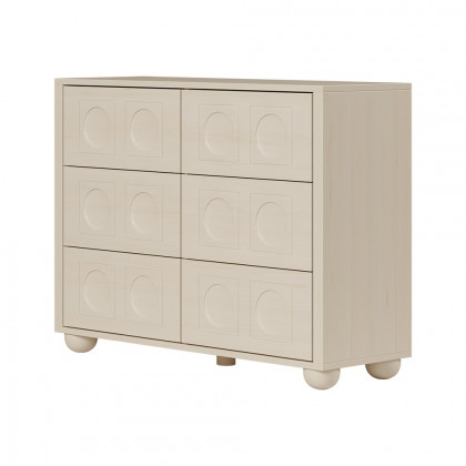 HMR - 47"W Japandi Wash White Dresser 6 Drawer Chest Cabinet with Storage