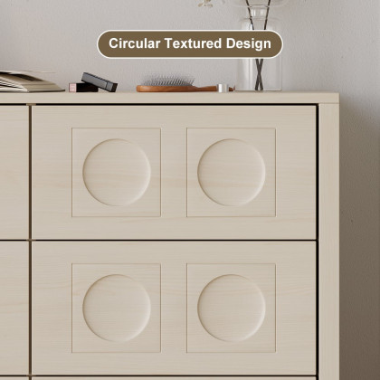 HMR - 47"W Japandi Wash White Dresser 6 Drawer Chest Cabinet with Storage
