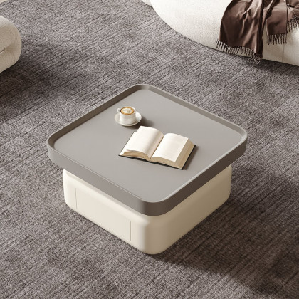 HMR - Solid Coffee Table with 2 Drawers Storage Square Living Room