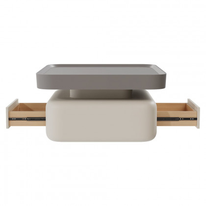 HMR - Solid Coffee Table with 2 Drawers Storage Square Living Room