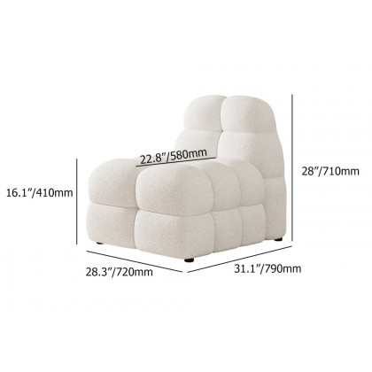 HMR - Modern Off-White Cream Boucle Accent Chair Cloud Lounge Chair Soft Cushion