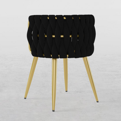 HMR Sweave Nordic Barrel Dining Chair with Velvet Upholstery - Black