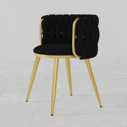 HMR Sweave Nordic Barrel Dining Chair with Velvet Upholstery - Black
