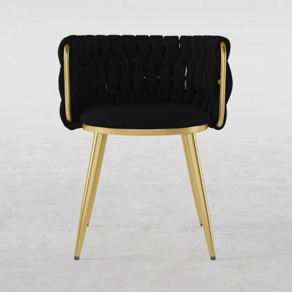 HMR Sweave Nordic Barrel Dining Chair with Velvet Upholstery - Black