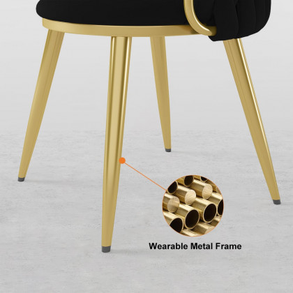 HMR Sweave Nordic Barrel Dining Chair with Velvet Upholstery - Black