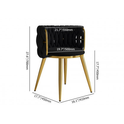 HMR Sweave Nordic Barrel Dining Chair with Velvet Upholstery - Black