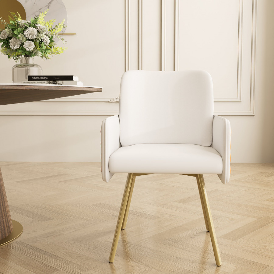 HMR - Modern Swivel Dining Chairs with PU Leather Upholstery White