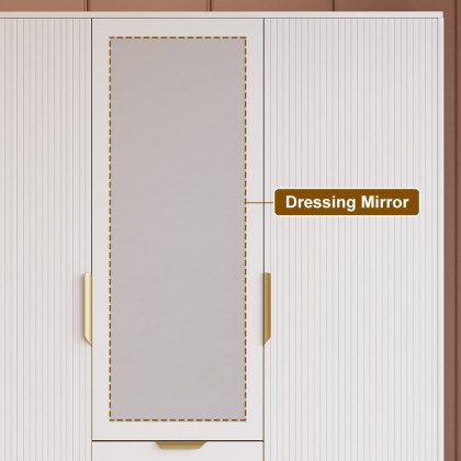 HMR - Aro Modern 3 Door Mirrored Armoire Dresser with Shelves & Drawers Tall Wardrobe Closet