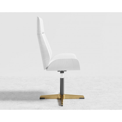 HMR Modern Home Office Chair with Upholstered High Back - White, Leather