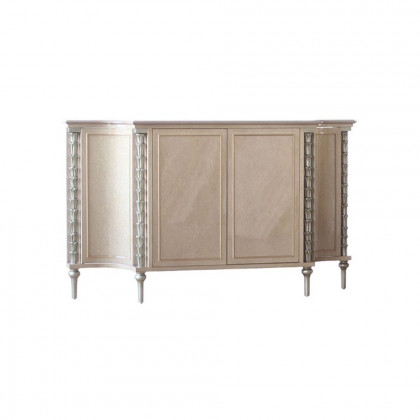 HMR - 68" Farmhouse Khaki Sideboard Carved Buffet Cabinet with Doors & Adjustable Shelves