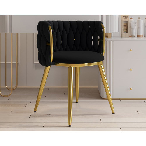 HMR Sweave Nordic Barrel Dining Chair with Velvet Upholstery (Set of 8) - Black