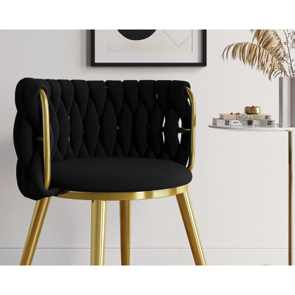 HMR Sweave Nordic Barrel Dining Chair with Velvet Upholstery (Set of 8) - Black