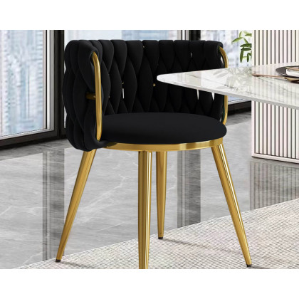 HMR Sweave Nordic Barrel Dining Chair with Velvet Upholstery (Set of 8) - Black