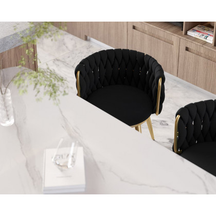 HMR Sweave Nordic Barrel Dining Chair with Velvet Upholstery (Set of 8) - Black