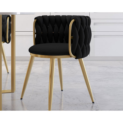 HMR Sweave Nordic Barrel Dining Chair with Velvet Upholstery (Set of 8) - Black