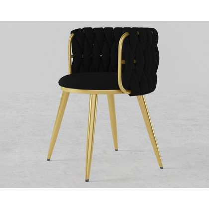 HMR Sweave Nordic Barrel Dining Chair with Velvet Upholstery (Set of 8) - Black