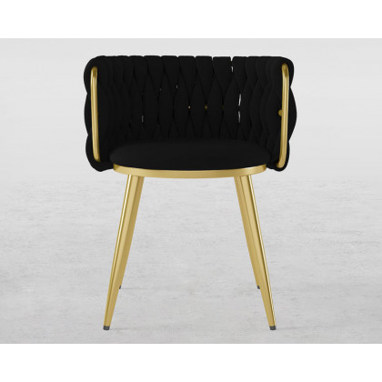HMR Sweave Nordic Barrel Dining Chair with Velvet Upholstery (Set of 8) - Black