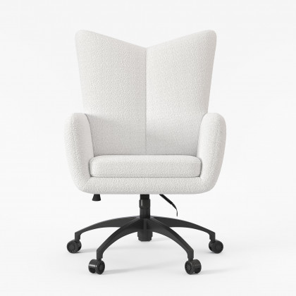 HMR - Modern Boucle White Adjustable Office Chair