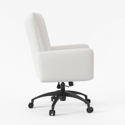 HMR - Modern Boucle White Adjustable Office Chair