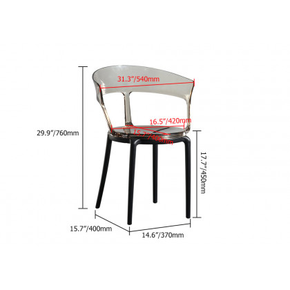 HMR Modern Acrylic Dining Chairs (Set of 2) - Amber