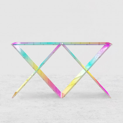 HMR - Clearic 47.2" Acrylic Iridescent Console Table Modern Accent Entryway Cross Base