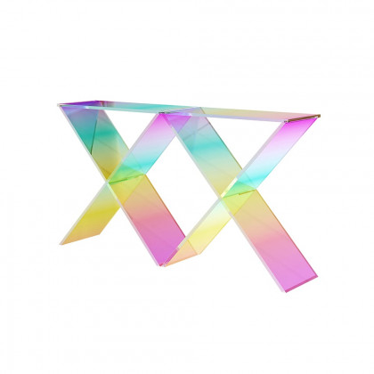 HMR - Clearic 47.2" Acrylic Iridescent Console Table Modern Accent Entryway Cross Base