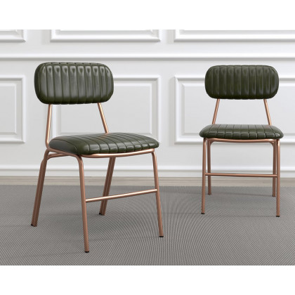 HMR Modern Dining Chairs with Faux Leather Upholstery (Set of 4) - Green