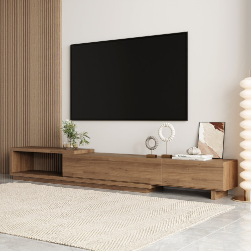 HMR Quoint Extendable TV Stand with 3 Drawers (71"-100") - Walnut, MDF