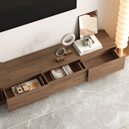 HMR Quoint Extendable TV Stand with 3 Drawers (71"-100") - Walnut, MDF