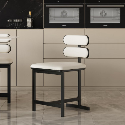 HMR Modern Wood Dining Chairs with PU Leather - White, Faux Leather, 6-Pieces