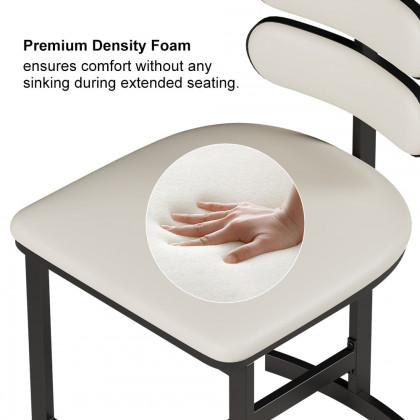 HMR Modern Wood Dining Chairs with PU Leather - White, Faux Leather, 6-Pieces