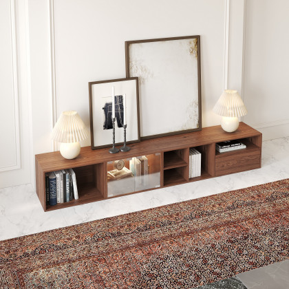 HMR - 94.5" Walnut Modular TV Stand with Storage