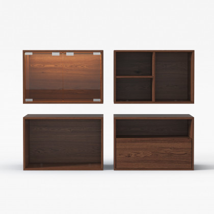 HMR - 94.5" Walnut Modular TV Stand with Storage