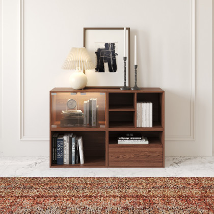 HMR - 94.5" Walnut Modular TV Stand with Storage