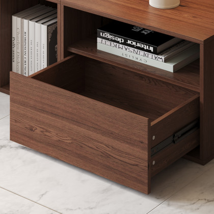 HMR - 94.5" Walnut Modular TV Stand with Storage