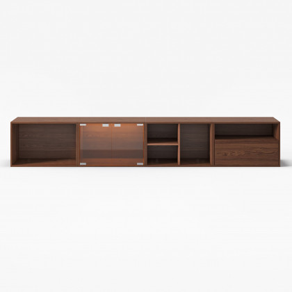 HMR - 94.5" Walnut Modular TV Stand with Storage