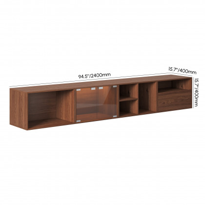 HMR - 94.5" Walnut Modular TV Stand with Storage
