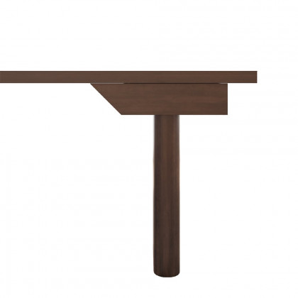HMR - 60" Japandi Walnut L-Shape Writing Desk with 1 Drawer Wood Corner Desk Irregular Top