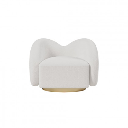 HMR - Modern White Swivel Accent Chair Cloud Boucle Lounge Chair