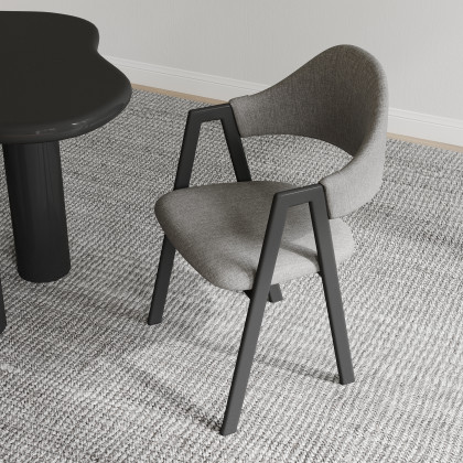 HMR Dining Set 70.9" Japandi Irregular Wood Dining Table Black with 4 Chairs - Black, Style C, With 4 Chairs