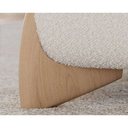 HMR Curva Boucle King Upholstered Platform Bed with Natural Legs - White, 76"W x 80"L, Natural