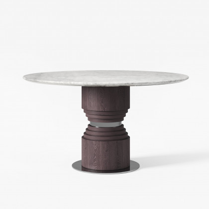 HMR - 53.5'' Modern Round Faux Marble Dining Table Seats 4-6 People