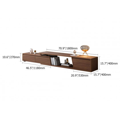 HMR Fero Extendable TV Stand & Nesting Coffee Table Set - Walnut, 70.9"W x 15.7"D x 15.7"H, Style A