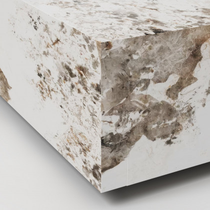 HMR - 39" Square Sintered Stone Block Coffee Table With Storage