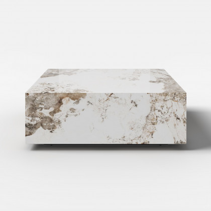 HMR - 39" Square Sintered Stone Block Coffee Table With Storage