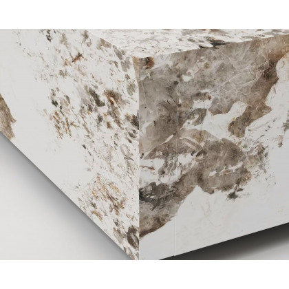 HMR - 39" Square Sintered Stone Block Coffee Table With Storage