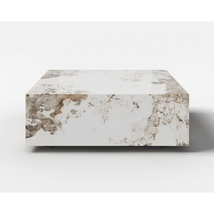 HMR - 39" Square Sintered Stone Block Coffee Table With Storage